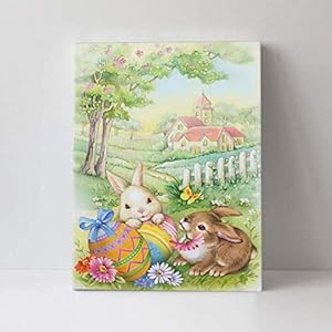 Ouqiuwa 16" X 12" Vintage Easter Bunnies Eggs Soft Canvas Wall Art Print Unframed Gallery Wrap Home Decor Pictures for Living Room Bedroom Ouqiuwa 16 X 12 Vintage Easter Bunnies Eggs Soft Canvas Wall Art Print Unframed Gallery Wrap Home Decor Pictures for Living Room Bedroom