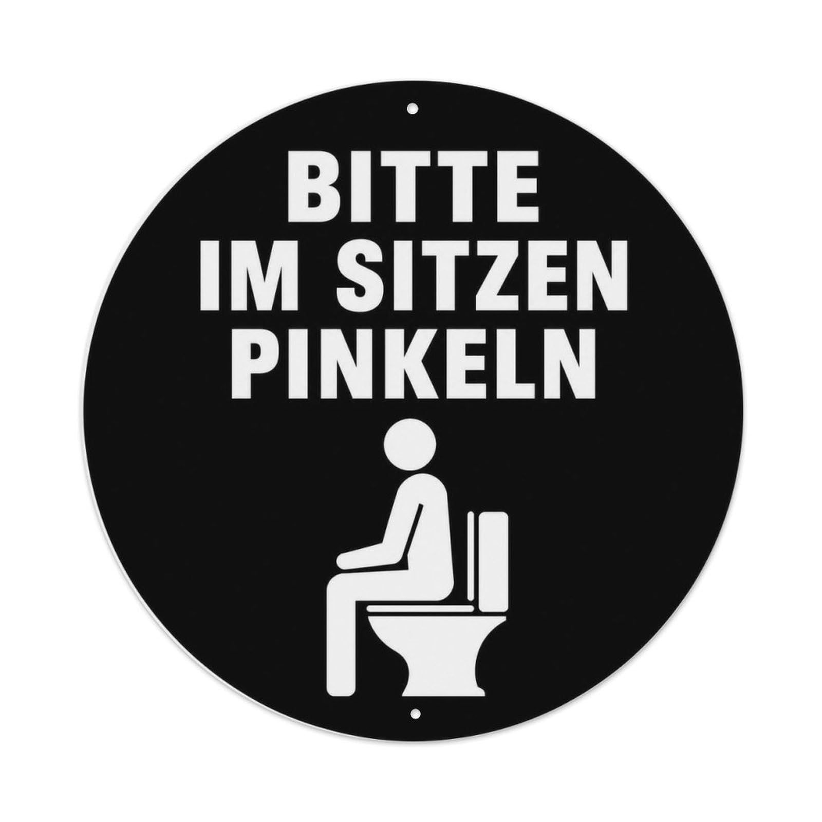 German Sitting Position Restroom Notice Black Figure Metal Tin Sign
