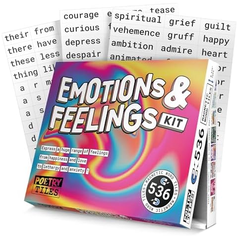 Poetry Tiles - 536 Emotion and Feeling Word Magnets for Refrigerator Stories and Poems - Fun Magnetic Word Tiles for Joy, Happiness, and Self Expression for Adults and Kids Cover