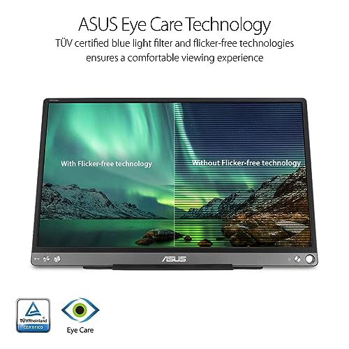 Image of ASUS ZenScreen 15.6 inch 1080P Portable USB Monitor (MB16ACE) - Full HD (1920 x 1080), IPS, USB Type-C, Eye Care, Anti-Glare Surface, Lite Smart Case, External Screen for Laptop, 3-Year Warranty