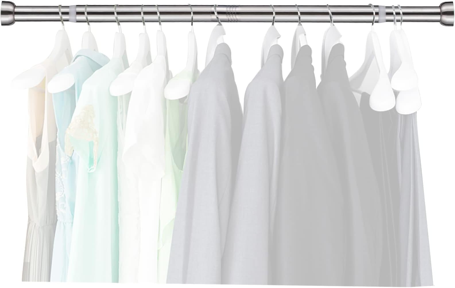 โ Wardrobe Rail, Extendable Clothes Rail Silver 71-127cm, Heavy Duty Wardrobe Pole and Fittings for hanging clothes, Stainless Steel Clothes Hanging Pole for Bedroom