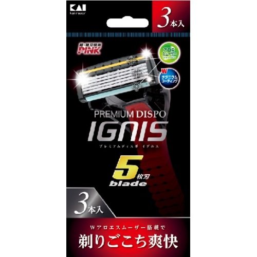貝印 PREMIUM DISPO IGNIS(プレミアム ディスポ イグニス)5枚刃 使い捨てカミソリ 3本入