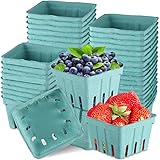 150 Pieces Fiber Berry Basket Strawberry Basket Produce Vented Container Farmers Market Basket for Strawberry Fruit Market Farmers Vegetable, Green, 4.3 x 4.3 x 3 Inch