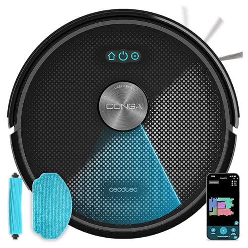 Cecotec Robot Aspirador Conga M70 Genesis. Navegación Láser, Motor Ungravity con 20000Pa, Aspira, Barre, Friega y...