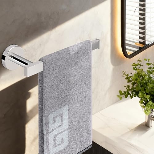 Image of NearMoon Square Hand Towel Holder /Towel Ring, Premium SUS304 Stainless Steel Hand Towel Bar Rustproof Wall Mounted Towel Rack for Bathroom /Kitchen, Contemporary Style Bath Accessory (Chrome Finish)