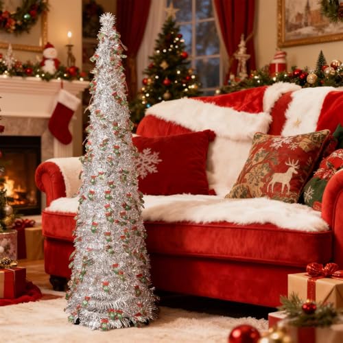 Árbol de Navidad retráctil y decorado para optimizar el espacio en tu salón 4