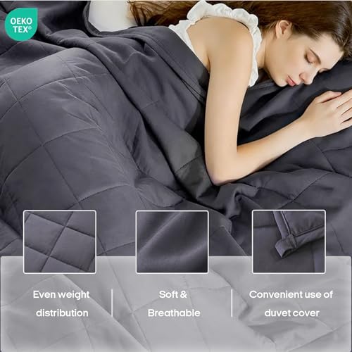 Image of ZonLi Weighted Blanket for Adults (680 inchx87 inch, 25lbs, Dark Grey) King Size High Breathability Cooling Heavy Blanket, Soft Material with Premium Glass Beads, All-Season, Easy Care