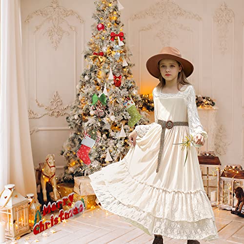 Girls Lace Dresses Backless Full-Length Toddler Boho Dress,Boho Flower Girl Dresses for Wedding Party Easter2