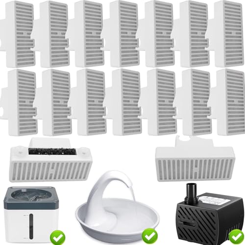 16 Filters for Swan Fountain, T-Shaped Cat Water Filter, for Swan Pet Drinking Fountain, Replacement Filters for Pets Dog Cat Watering Drink Fountains Bowl Automatic Dispenser Waterer for Cats Dogs