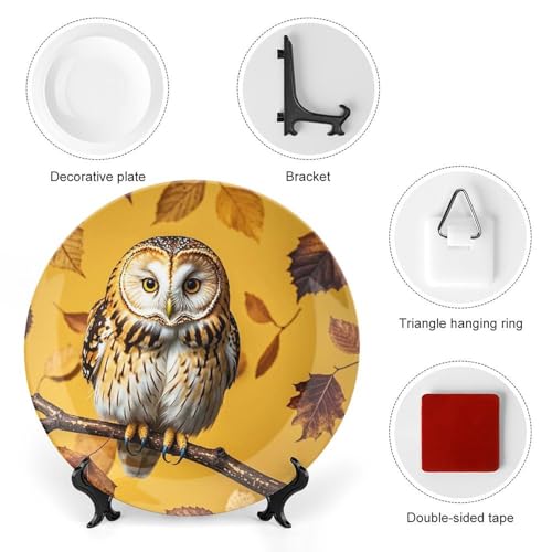 Plato decorativo Owl Branch de porcelana Bone China 10 pulg miniatura 3