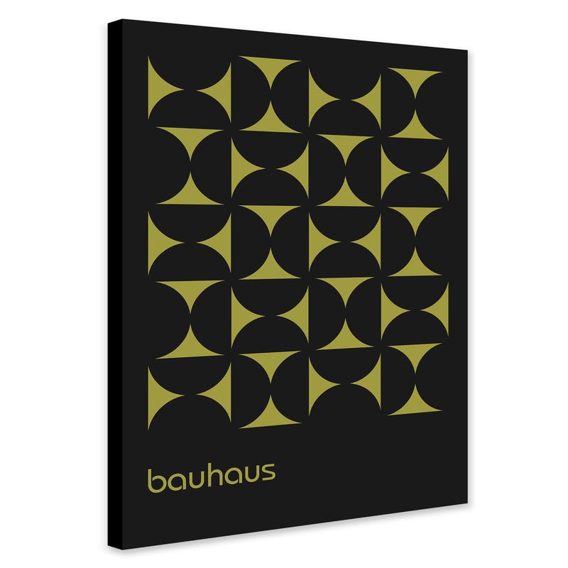 Bauhaus Geometric Grid - Abstract Wall Art - Wrapped Framed Canvas Wall Art (A4 [12 x 8 inch / 30 x 20 cm])