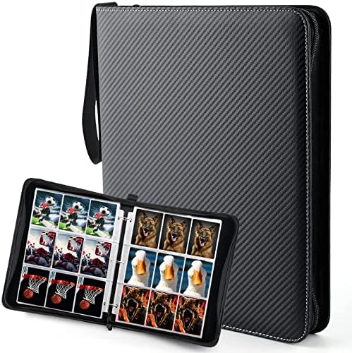 IDJWVU Trading Card Binder, 9-Pocket Jumbo Classic Black Card Collection Binder Book Holder for PTCG Game Cards with 40 Sleeves, Fit 720 Cards, Suitable for Baseball Football Cards, Ideal Gift for Kids and Adults