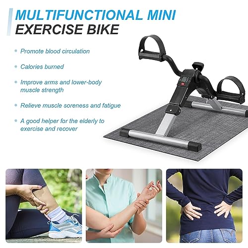 image for Uten Folding Pedal Exerciser, Mini Under Desk Exercise Bike Foot Hand 