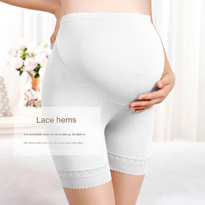 munaafi® Women Under Dress Pregnancy Short Leggings Yoga Maternity Shorts Over The Belly (Free Size, White) - Image 4 thumbnail