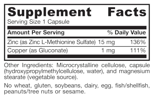 Jarrow Zinc Balance 15 mg, Zinc with Copper, 100 Capsules - image 6