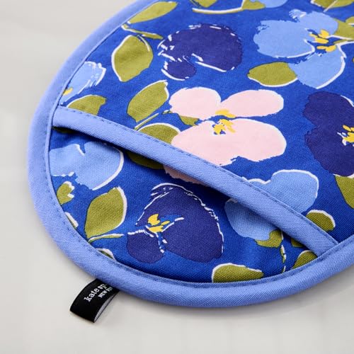 Kate Spade New York Painterly Bouquet Pot Holder 2-Pack Set, Heat Resistant, 100% Cotton with Printed Non-Slip Silicone Grip, Blue/Green/Rose, 8"X10" by kate spade new york - Image 4