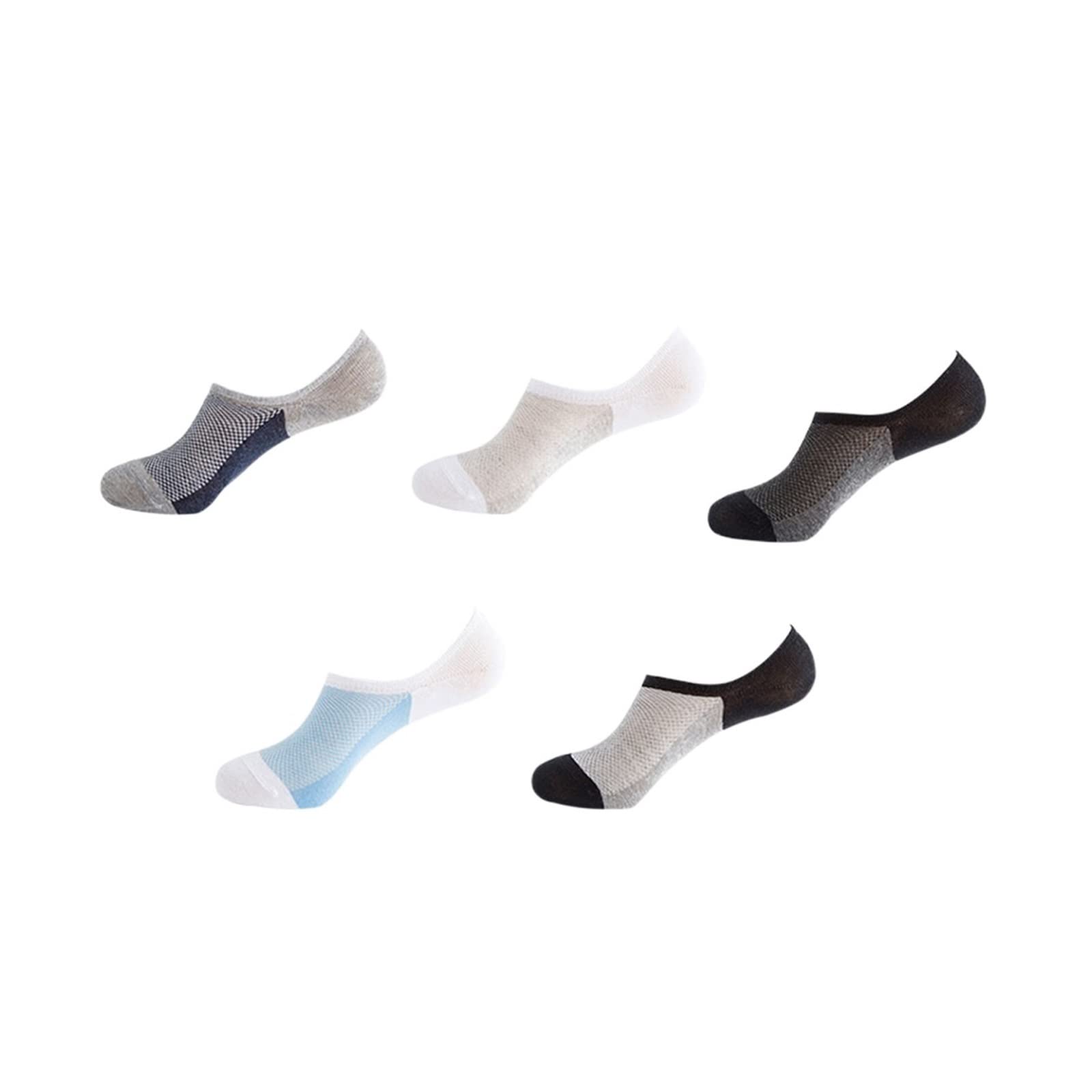 5 Paia Calzini Uomo No Show Invisibili – Antiscivolo Con Grip In Silicone, Traspiranti In Cotone, Taglia Unica 39-44