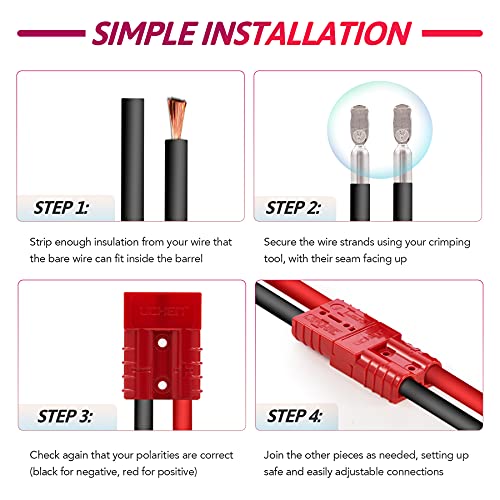 Omt Wire Connector 4 Pack, 50A Wire Harness Plug Kit For 6-12 Gauge Cables, 12V-36V Battery Quick Connect Disconnect Set For Car Bike Atv Winches Lifts Motors More, Set Of 4, Red #TOP5