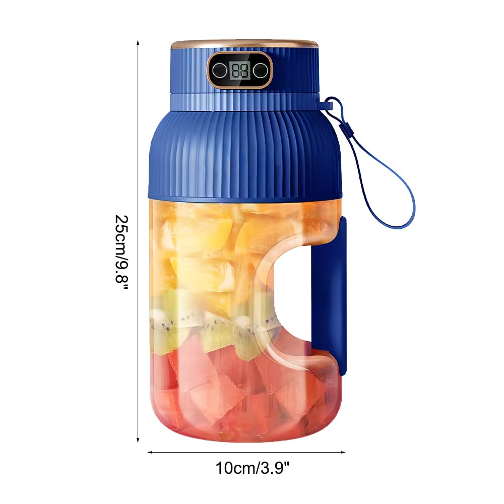 Tazza Frullatore Portatile, 1200ML Spremiagrumi Ricaricabile USB con Display Digitale, Mini Mixer Frutta Elettrica per Cucina, Viaggio, Ufficio, Palestra