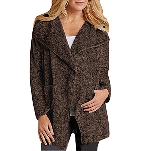 Marron Punto Grueso Chaqueta Mujer Marron Prendas de Abrigos Invierno Cardigan Verano Abrigo Bebe niña articulos Lana chaqueton Acolchado Chaqueta Lana Rosa Chaquetas y Jerseys Mujer