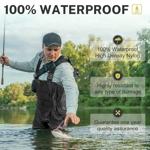 Wathose Herren Damen,Wathose Anglerhose mit Stiefel,Angelhose für Erwachsene mit Stiefel,Atmungsaktive Wasserdicht Watthosen für Sport Angelliebhaber, Angeln, Wassersport, Outdoor Aktivitäten