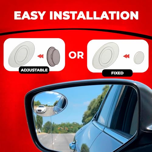 Image of Blind Side Mirrors for the Car - Convex Semi Oval HD Glass, 2-Pack