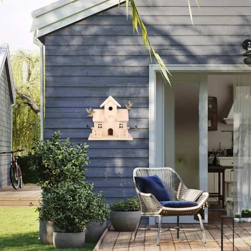 Image of Balacoo Wood Birdhouse 7.87 Inch Unpainted Hanging Nest for Birds