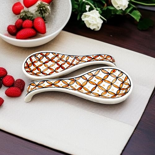 Image of Malaikah Ceramic Spoon Rest Print Pack of 2 for Home, Kitchen, Dining, Kitchen Decor & Gifting