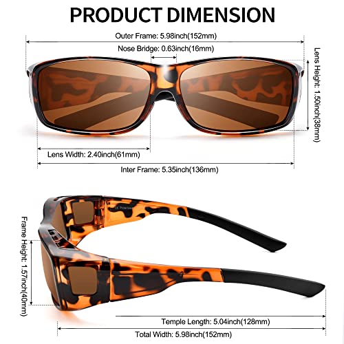 Image of URUMQI Polarized Sunglasses Fit Over Glasses for Men Women, Wraparound Sun Glasses UV400 Protection for Driving Fishing