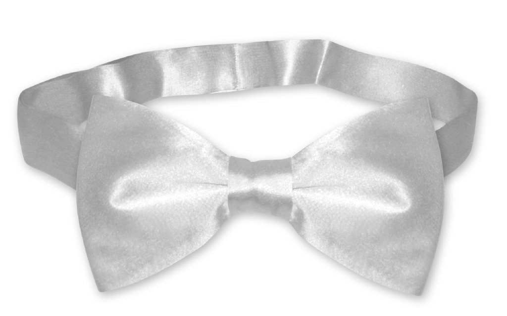 BIAGIO 100% SILK BOWTIE Solid SILVER GREY Color Men's Bow Tie for Tuxedo or Suit