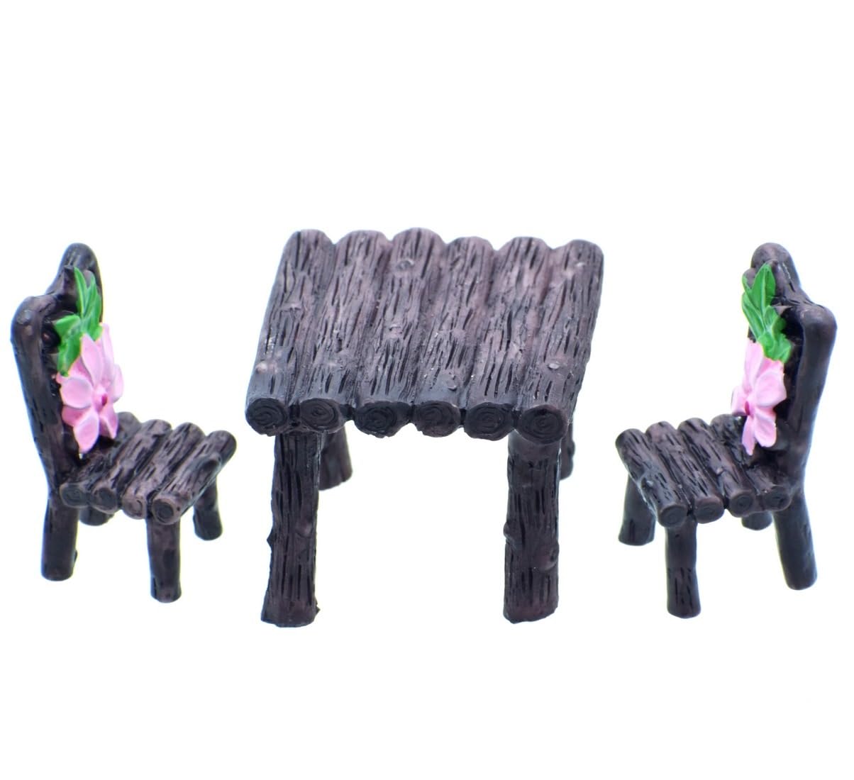 ProKart Miniature (Set of 3) Model Toys Fairy Garden polyresin Table and Chairs for terrariums, Planter Decoration (C0272-2/3) MMA90