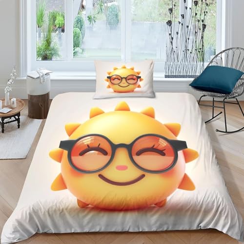 Emoji Lindo 3D Impresión Sol Funda De Edredón