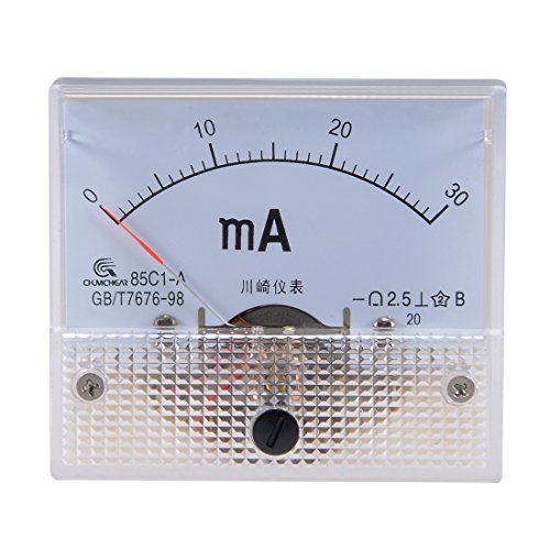 uxcell Medidor de corriente analógica DC 0-30mA 85C1 Amperímetro 64x60x56mm para pruebas de circuito automotriz de carga de batería Amperio Tester Gauge Pack de 1