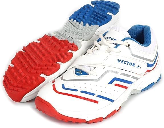 KNK Vector Cricket Shoes  Indoor & Outdoor Rubber Spike Sports Shoes for Cricket & Hockey  Lightweight with Midfoot Support, Cushioned Ankle Collar & Durable PU Upper 9 Striker Pro