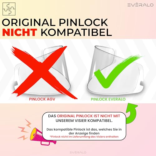 Everalo Kompatibel mit Agv K1 Visier - K3sv - K5 - K5s - K1s - S4sv - Horizon - Skyline - Strada - Stealth sv - Compact - Helmvisier Aftermarket Pinlock Ready (Verspiegelt)