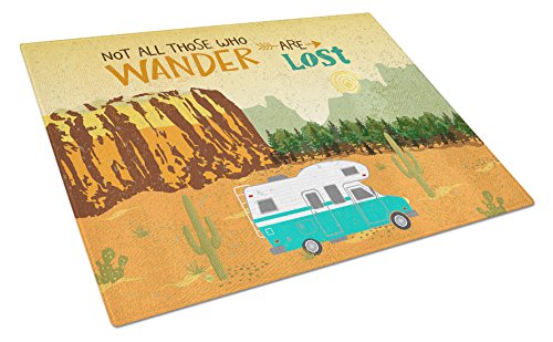 Tabla de cortar de vidrio templado grande decorativa Caroline's Treasures con diseño RV Camper Camping Wander miniatura 1