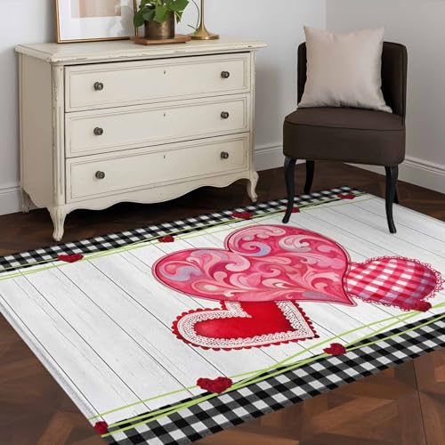 3x5 Machine Washable Small Bedside Rug, Valentine's Day Rugs for