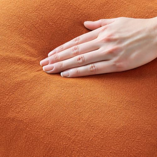 Image of MIULEE Boho Linen Fringe Decorative Euro Throw Pillow Covers Orange 22x22