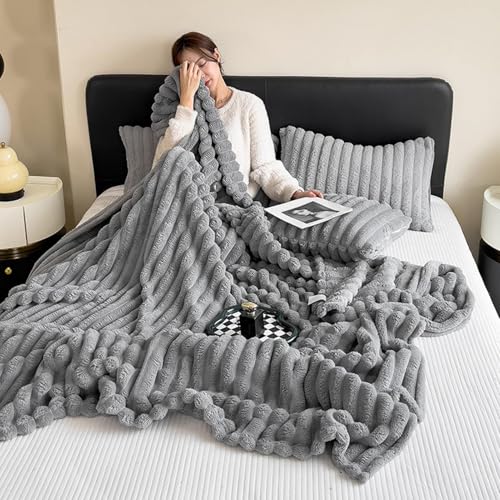 Couverture réversible douce plaid chaud anti-froid pour salon - 4