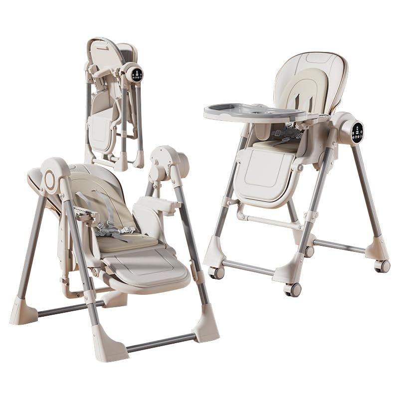 Chaise haute 2 en 1 pour bébé de 6 à 36 mois, sécurité alimentaire, pliable, facile à nettoyer, style simple et moderne (blanc électrique)