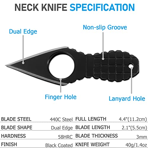 Image of Mini EDC Pocket Neck Knife with Chain and Sheath w /Pocket Clip, Ultra Small Fixed Blade Knives Tactical Necklace Knife for Men, Utility Box Cutter Outdoor Camping Backpacking Knives
