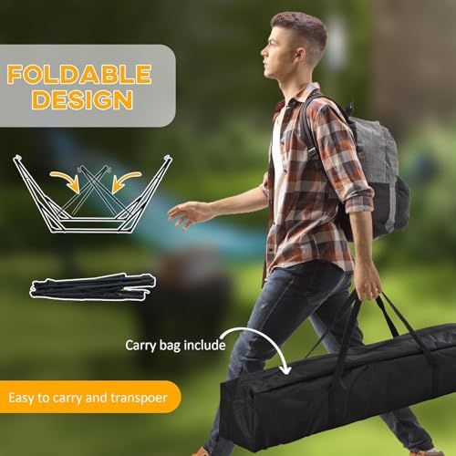 Image of Dolphy Foldable Hammock with Stand | Portable with Metal Frame, 2 in 1 Hammock Net Stand | Chair Stand with Carry Bag | for Patio, Garden, Yard (Green /Blue)