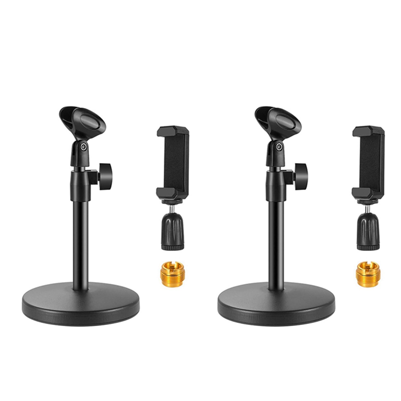 Bloepum 2X Desktop Microphone Holder,with Microphone Clip,Mobile Phone Holder,5/8inch Male to 3/8inch Female Metal Adapter