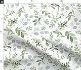 Spoonflower Fabric - Soft Eucalyptus Watercolor Smaller Leaves Pattern Greenery Botanical Printed on Petal Signature Cotton Fabric by The Yard - Sewing Quilting Apparel Crafts Decor