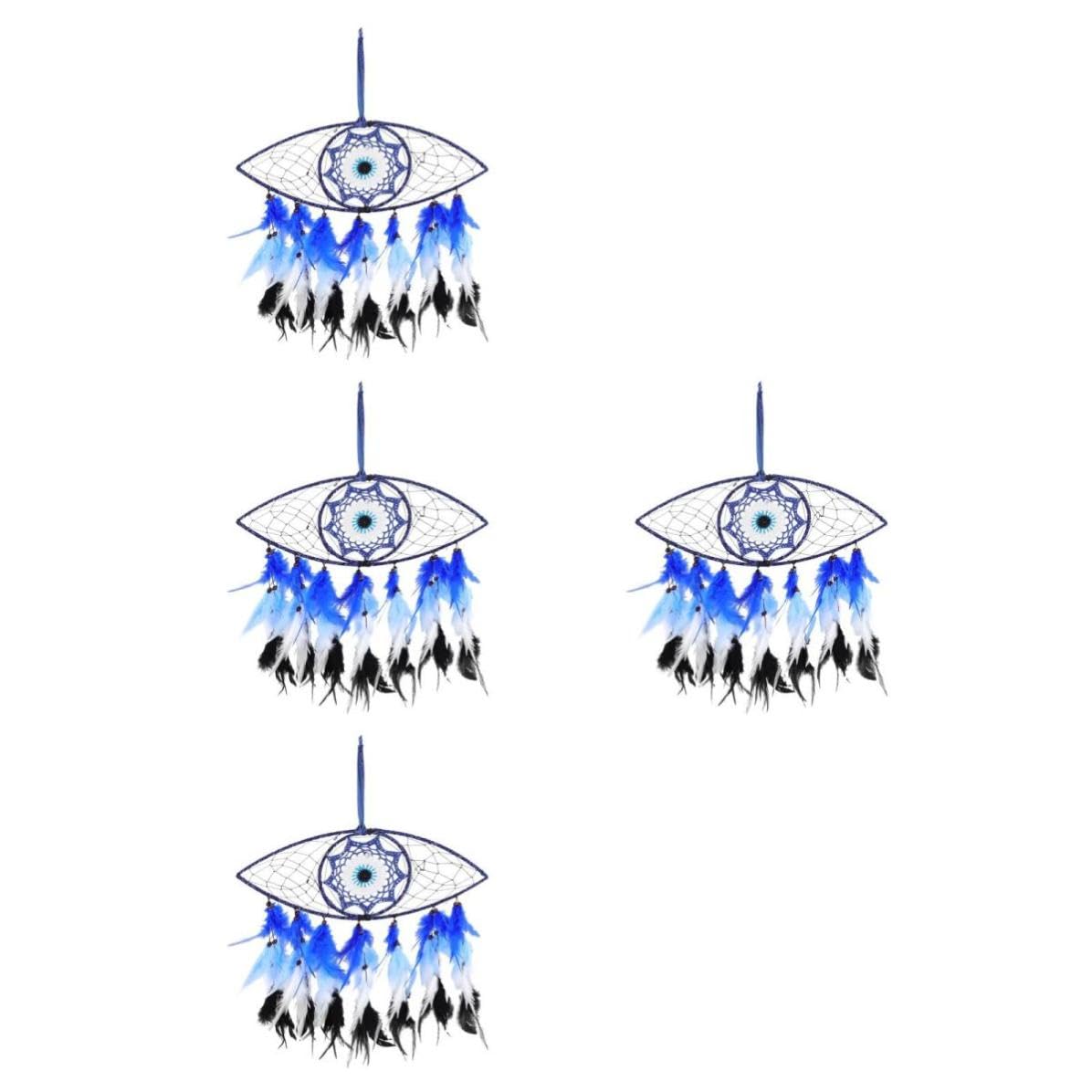 OSALADI 4 Piezas Atrapasueños Ojo Turco Plumas para Decoración de Pared en Dormitorio, Adorno Colgante Elegante y Funcional Que Captura Sueños Hermosos