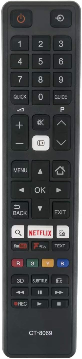 ALLIMITY CT-8069 CT8069 Remote Control Replacement for Toshiba TV 24D3753DB 43V6763DB 49L3653DB 43U6663DB 43U6763DB 32D3653DB 32D3753DB 32W3753DG 43L3753DB 43U5766DB 49L3658DB 32L3753DB 32W3753DB
