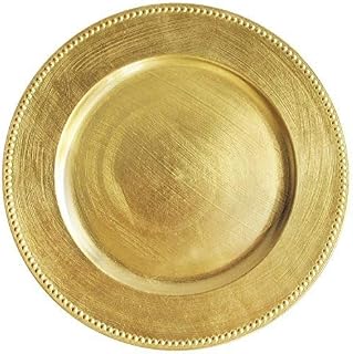 Tiger Chef Round Charger Plates Gold Beaded Dinner Chargers - 13-inch Wedding Charger Plates (24 Pack)