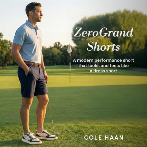 Image of Cole Haan Zero Grand Men's Shorts - Modern Flat-Front Design with 4-Way Stretch, Stain-Resistant Twill & Adaptive Waistband