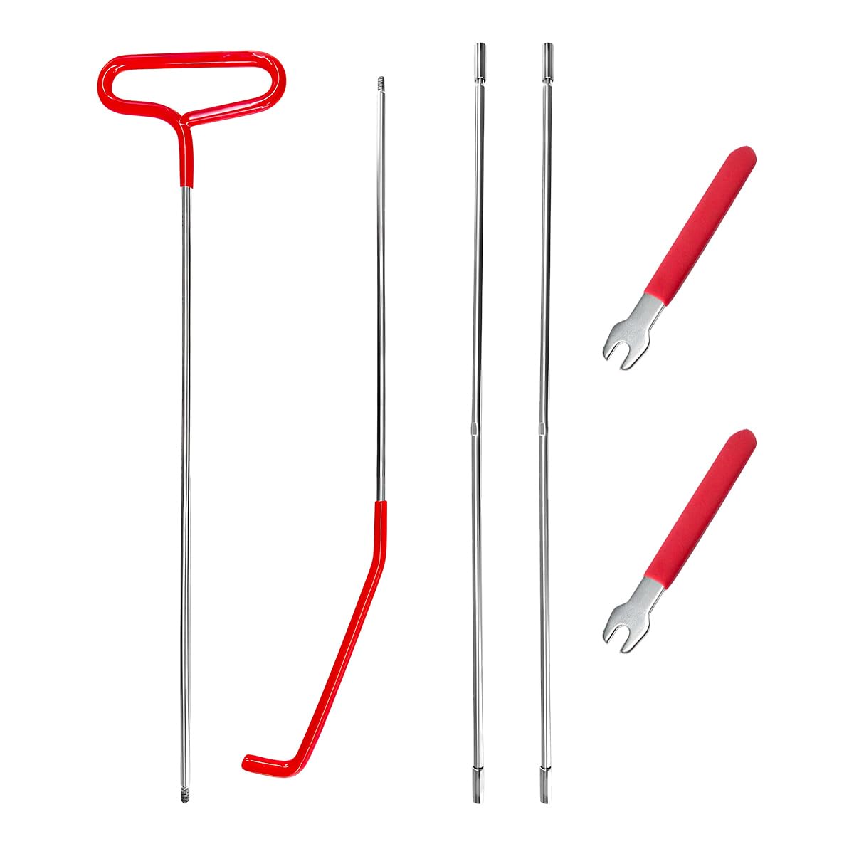 Car Lockout Kit, 67" Long Reach Tool Automotive Professional Emergency Tool Kit, Multi-Function Pull Hook Vehicle Disassembly & Repair Tool Set for Cars Trucks, Car Accessories Red