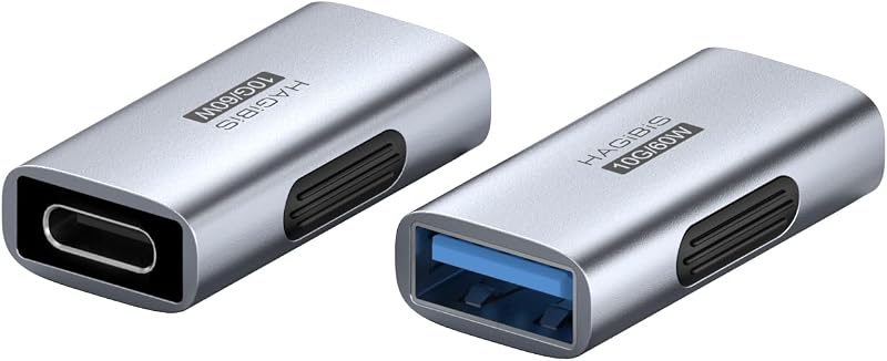 Adaptador Hagibis USB 3.2 USB-C fêmea para USB-A fêmea 10Gbps 60W ZJTN01, pacote com 2